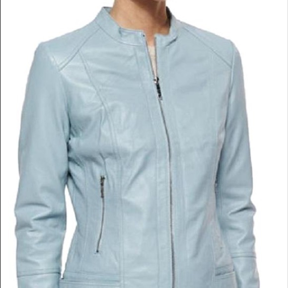 Neiman Marcus Jackets & Blazers - NEIMAN MARCUS EXCLUSIVE BLUE LEATHER JACKET NWT